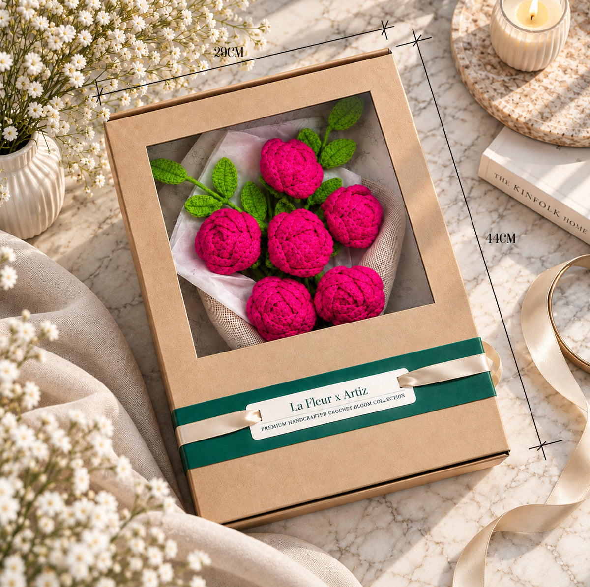 Fuchsia Amour - Handcrafted Crochet Rose Bouquet