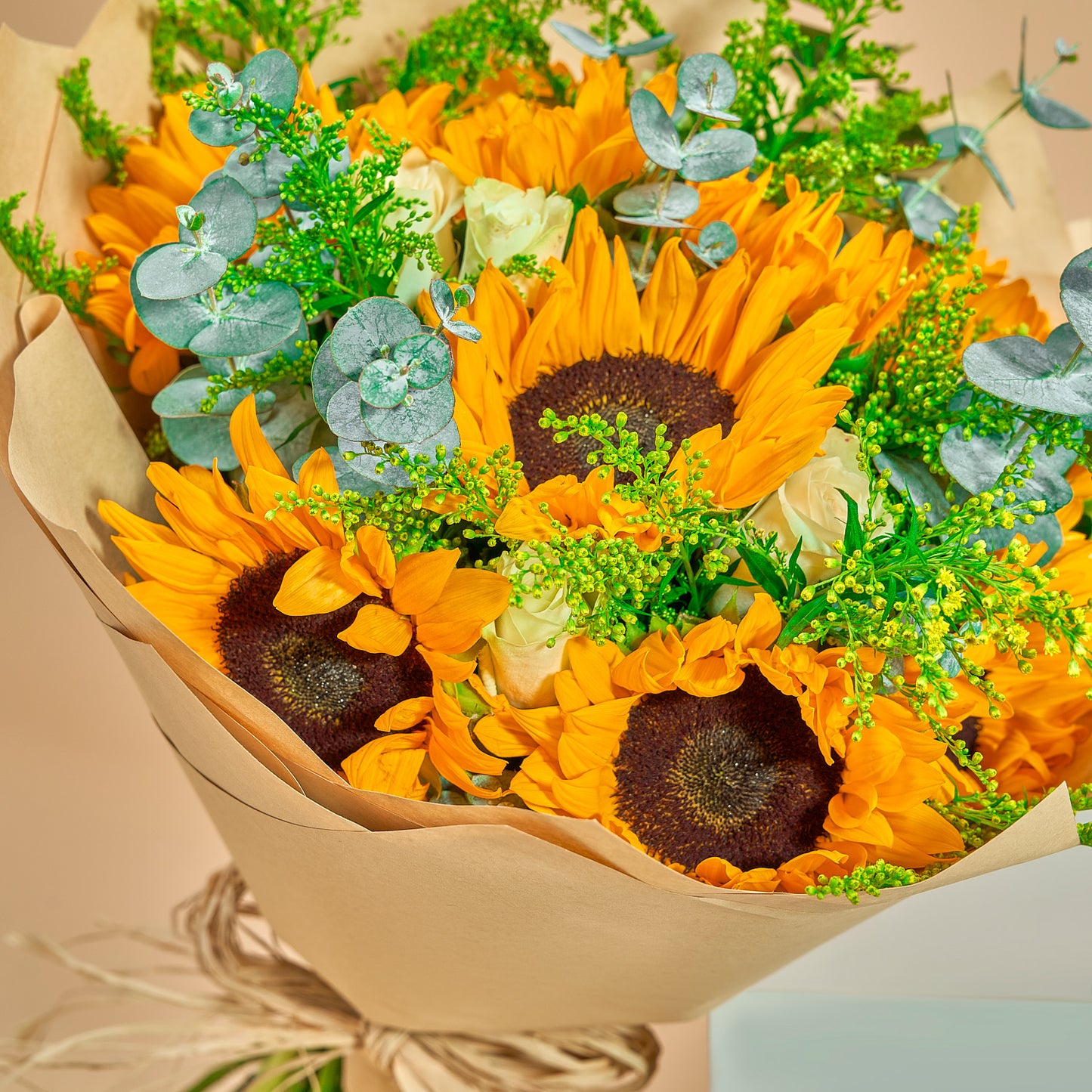 "Lavish Luster" Sunflowers & Roses Bouquet