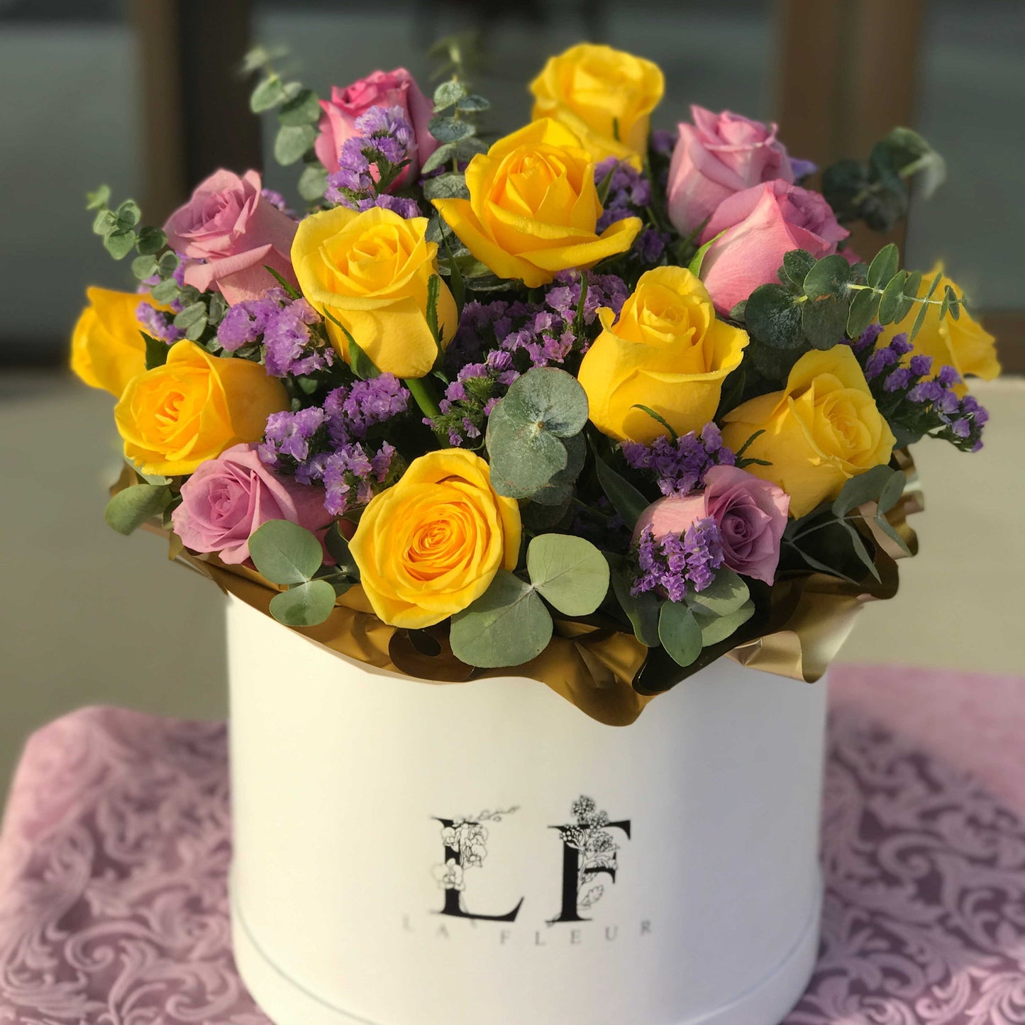 "You're The One" Mixed Roses & Eucalyptus Flower Box