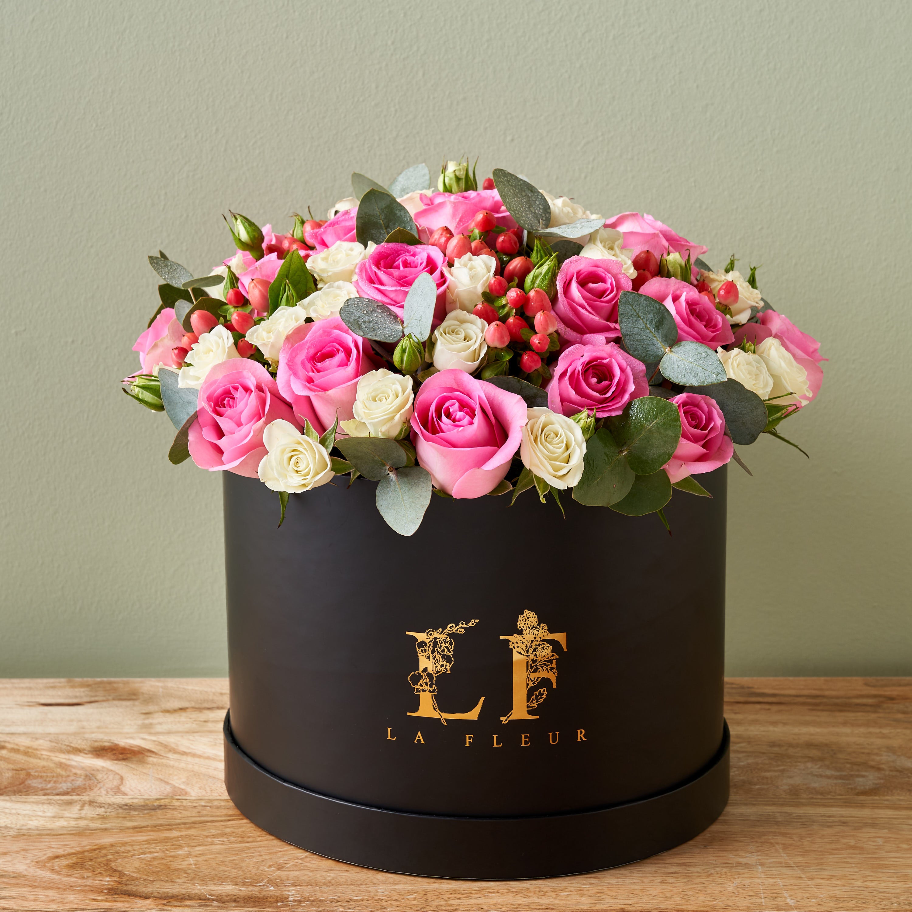 25 Pink Roses & Baby White Roses | Same-Day Flower Delivery
