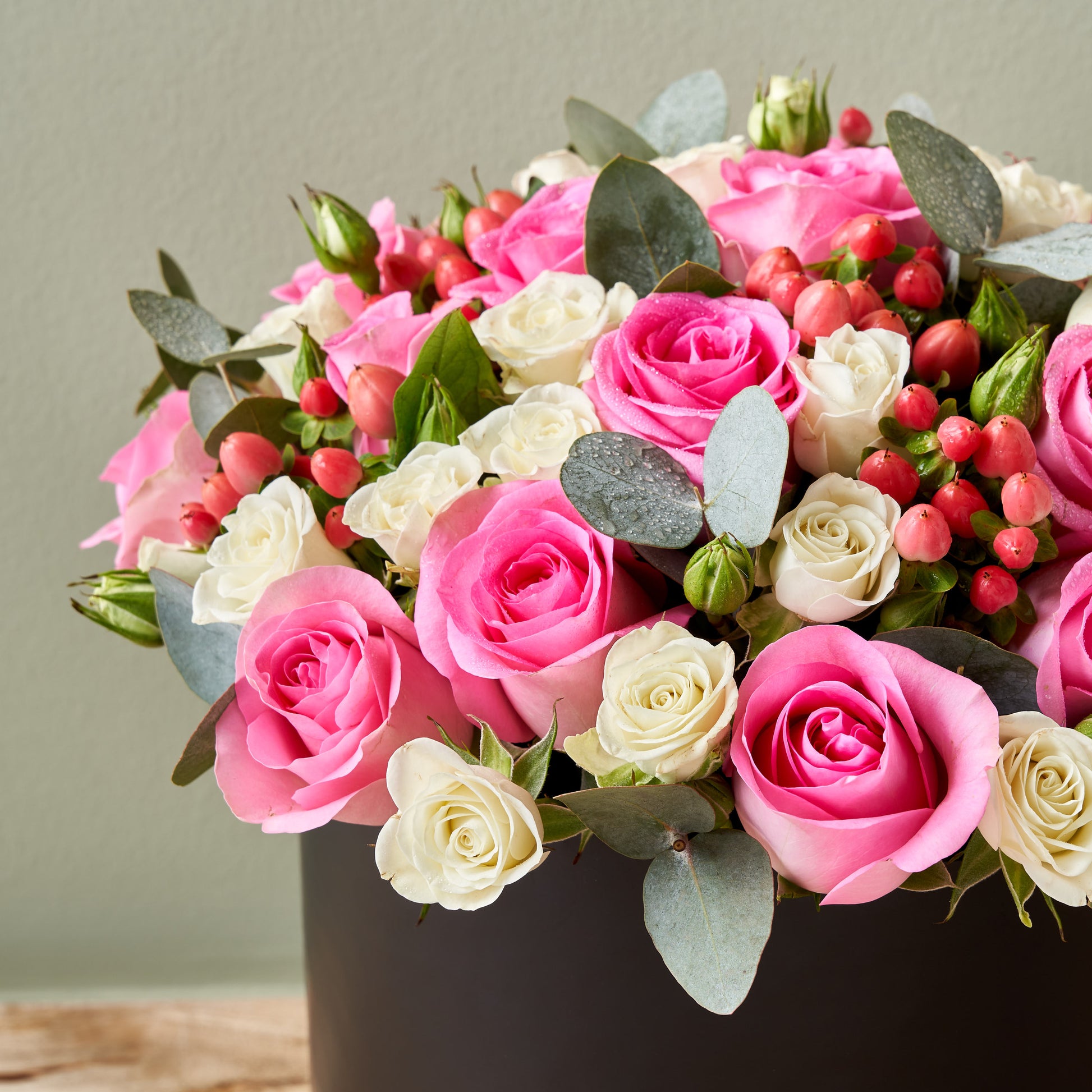 25 Pink Roses & Baby White Roses | Same-Day Flower Delivery