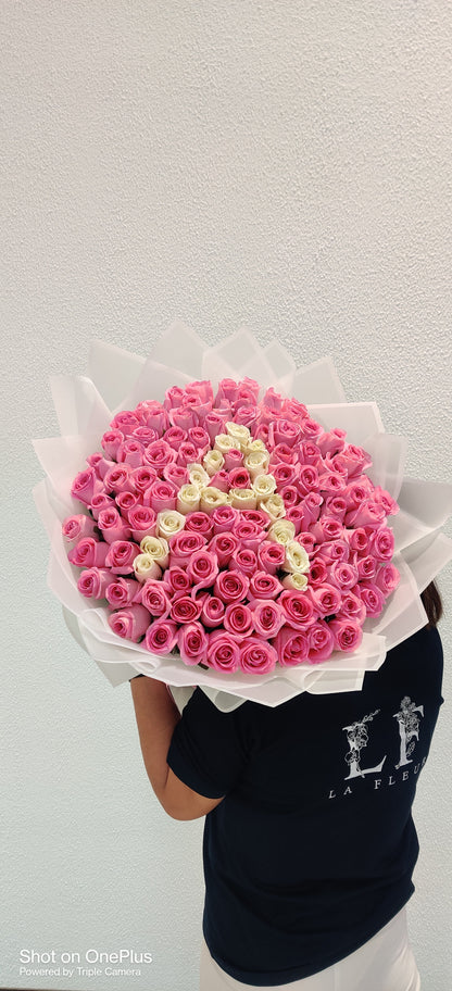 100 ROSES BOUQUET WITH LETTER