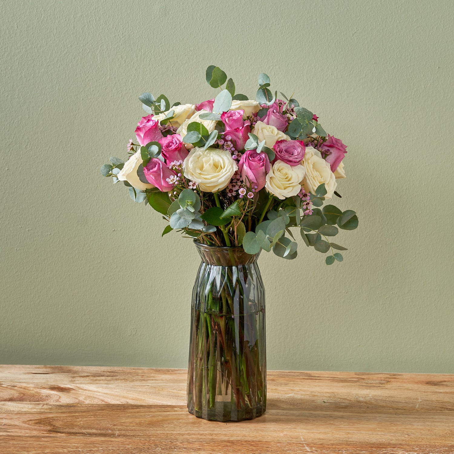 &quot;Serene&quot; Purple &amp; White Roses in a Vase