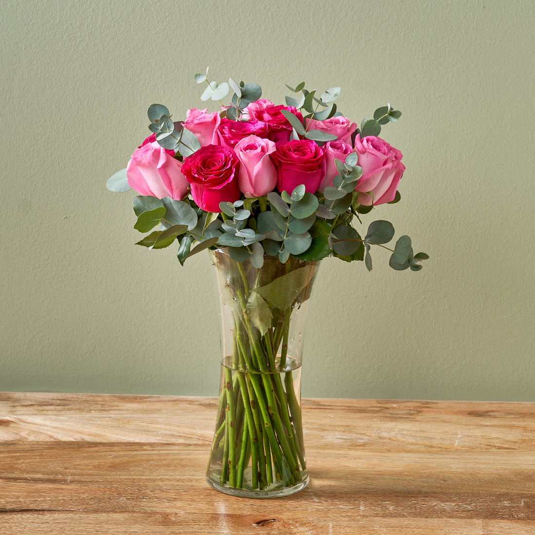 &quot;Pristine&quot; Pink &amp; Fuchsia Roses in a Vase