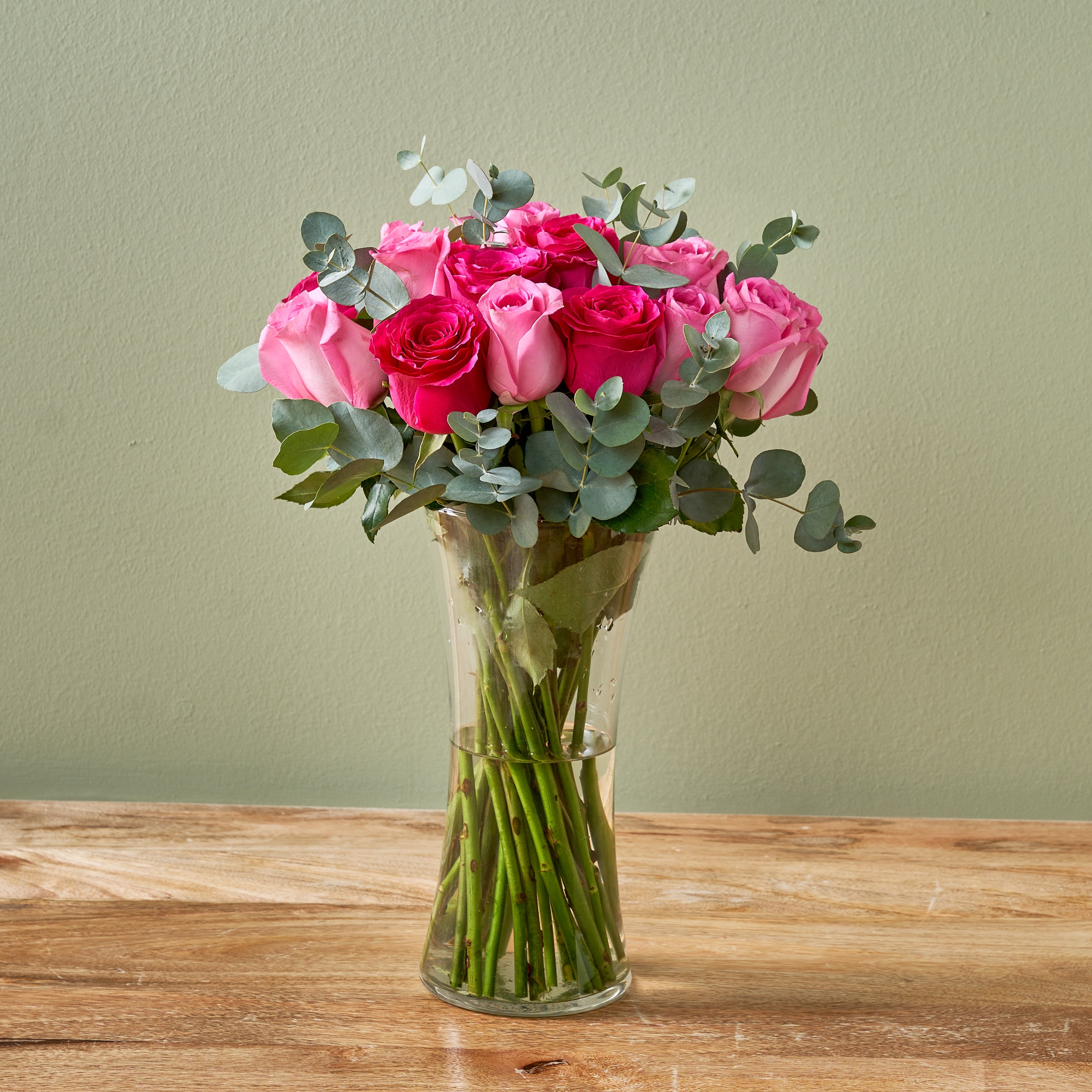 &quot;Pristine&quot; Pink &amp; Fuchsia Roses in a Vase