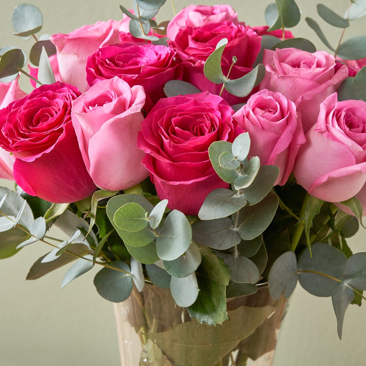 &quot;Pristine&quot; Pink &amp; Fuchsia Roses in a Vase