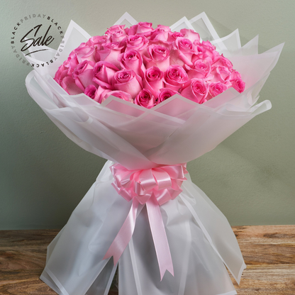 50 Luxurious Pink Roses Bouquet