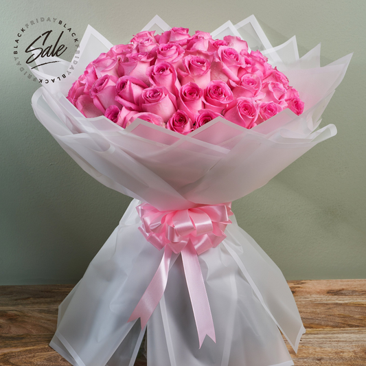 50 Luxurious Pink Roses Bouquet