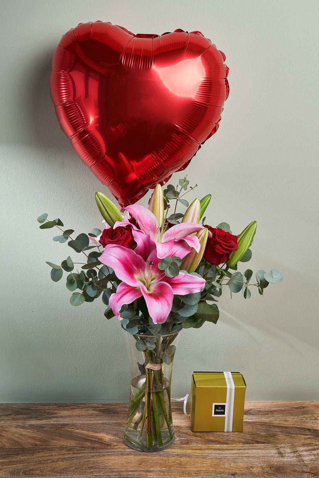 &quot;Candy Heart&quot; Lilies &amp; Roses + Patchi Chocolates