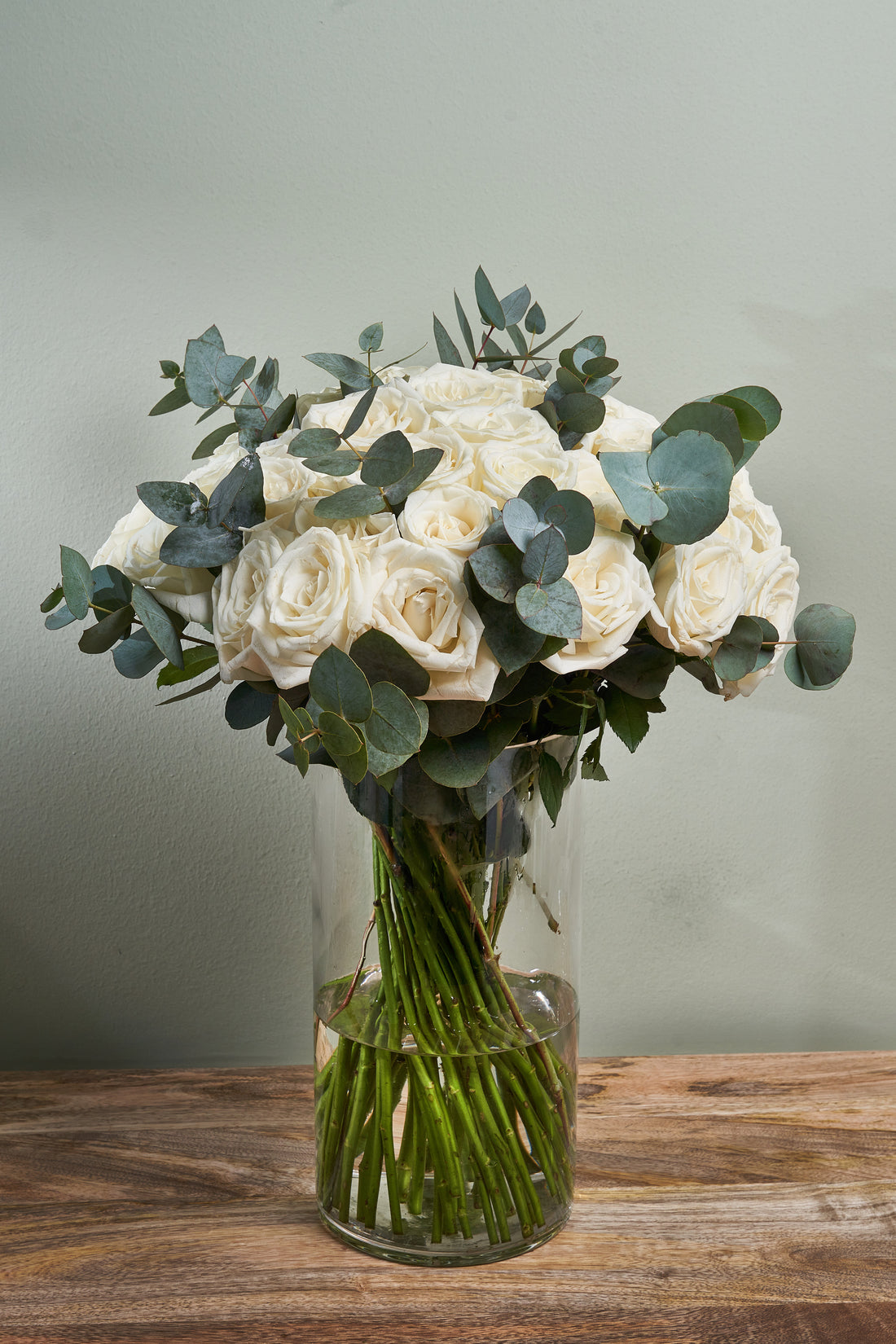 50 White Roses in a Vase