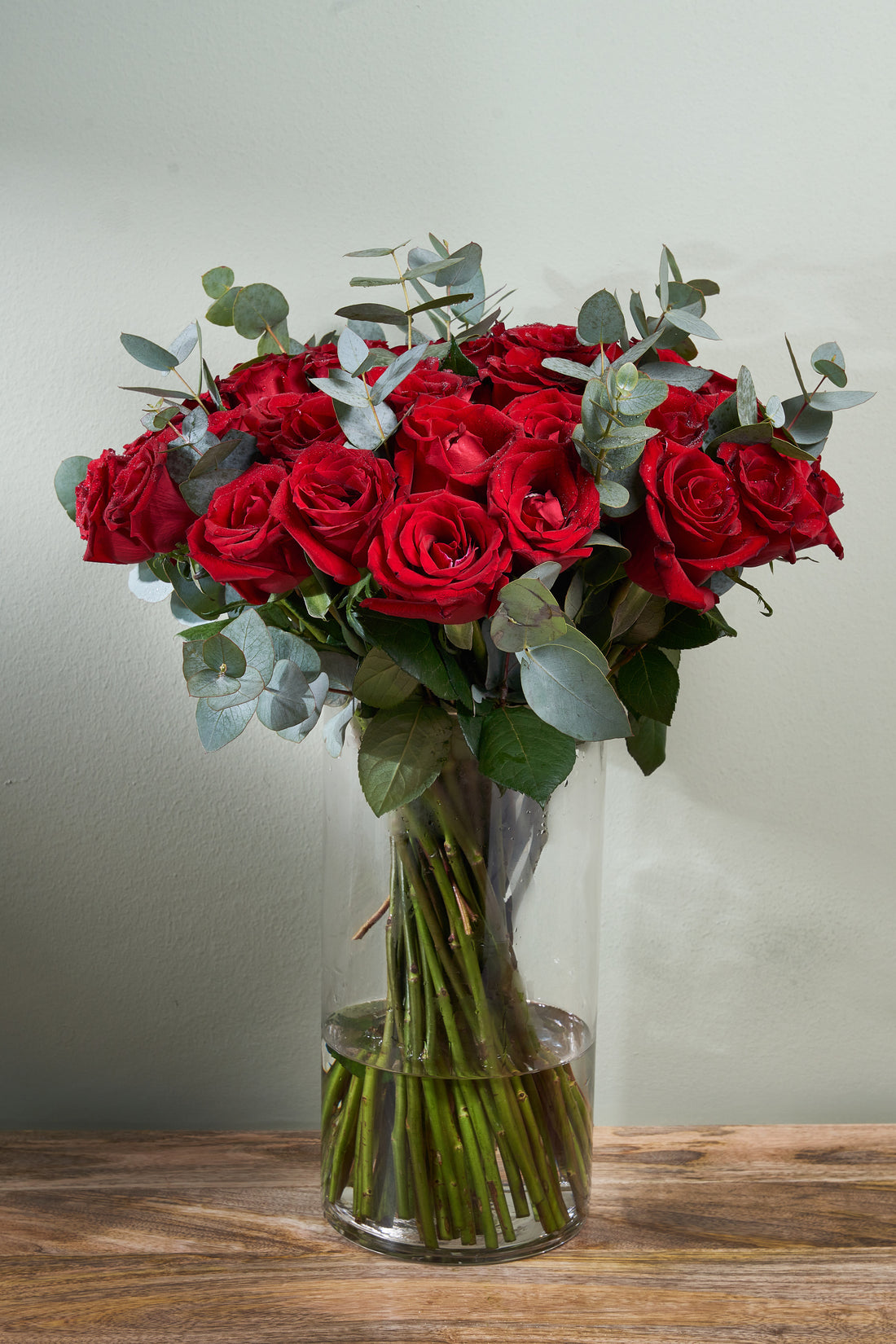 50 Red Roses in a Vase