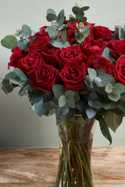 25 Red Roses Vase