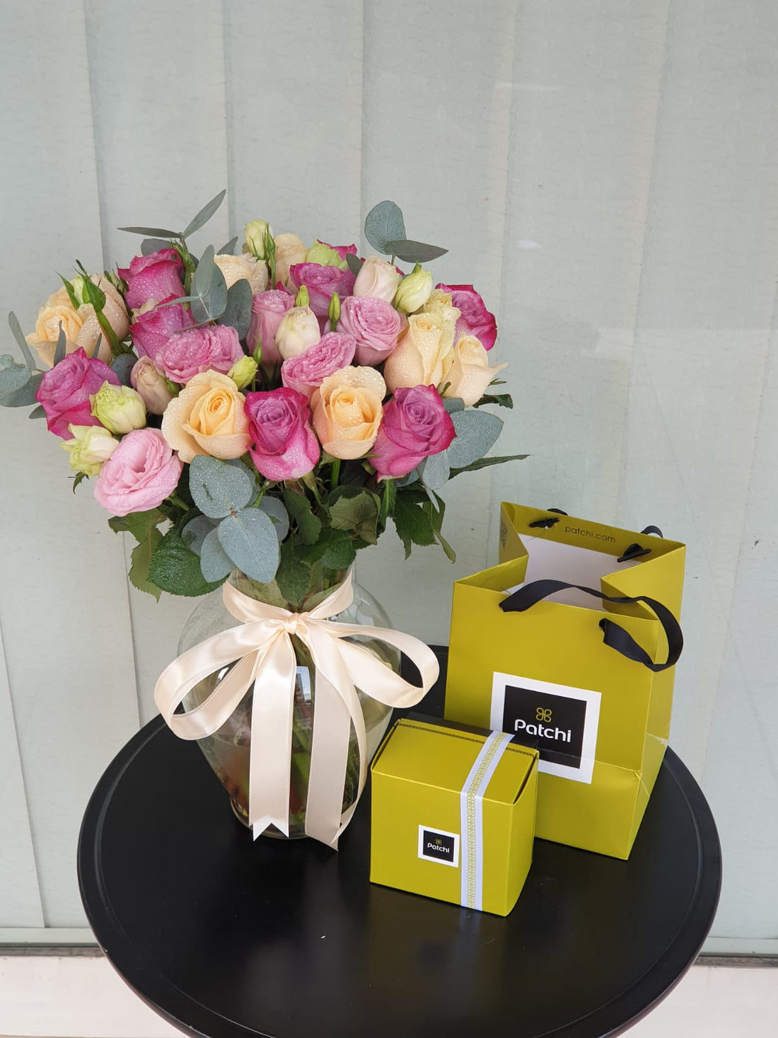 &quot;La Femme&quot; Flower in a Vase + Patchi Chocolates 250g